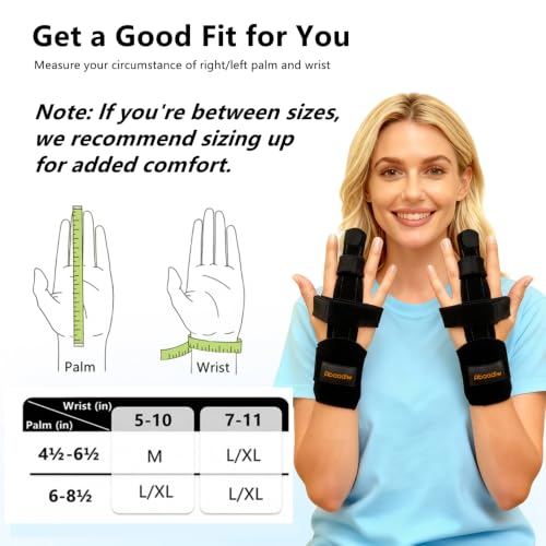 Abaadlw Trigger Finger Splint 2 Pcs, Adjustable Index Finger Splint, Finger Splint Middle Finger, Ring Finger Splint, Pinky Finger Splint,Hand Brace - color: Black-B1-2, size: M