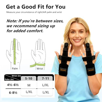 Abaadlw Trigger Finger Splint 2 Pcs, Adjustable Index Finger Splint, Finger Splint Middle Finger, Ring Finger Splint, Pinky Finger Splint,Hand Brace - color: Black-B1-2, size: M