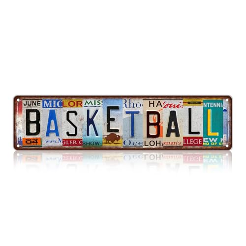 Vintage Sport Metal Tin Signs Basketball Wall Decor | Street Signs for Basketball club 16 x 4 Inches - color: Basketball Sign