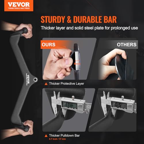 VEVOR LAT Pulldown Attachments, Cable Machine Rowing T-bar V-bar Tricep Pull Down Bar, Back Strength Training Rubber Coated Handle Grip, Bicep Curl Tricep LAT Pulldown Bar for Home Gym Fitness - size: 5PCS A