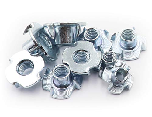 LBY 75-Piece T-Nut Assortment Kit (1/4", 5/16", 3/8") - Four-Claw Design, Carbon Steel, Galvanized (Silvery)