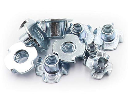 LBY 75-Piece T-Nut Assortment Kit (1/4", 5/16", 3/8") - Four-Claw Design, Carbon Steel, Galvanized (Silvery)