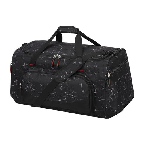 55L Large Gym Duffle Bag for Men, 22 inch, Marble Black | Heavy Duty, Gym Duffel Bag, Multi Pockets, Spacious - color: Marble Black