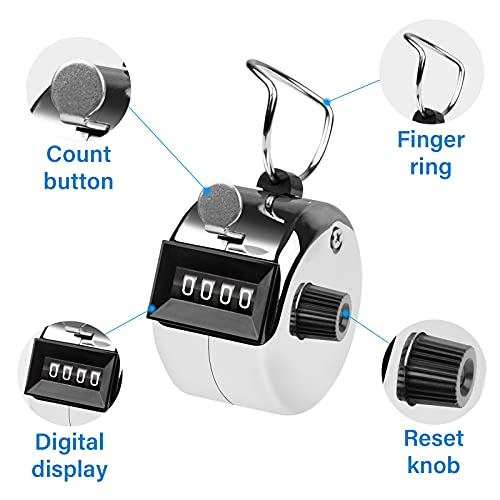 Tally Counter, 4-Digit Clicker Counter, Metal Hand Tally Counters Clicker Pitch Counter for Counting, Knitting, Coaching, Golf, Lap, Fishing - color: B-3 PCS