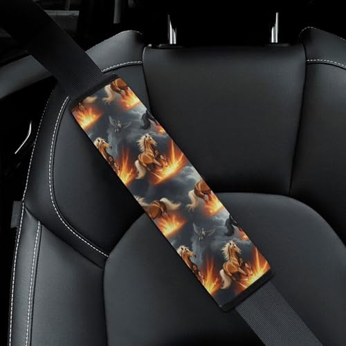 2PCS Horse Running Seat Belt Cover Soft Padded Neck Strap Covers for Kids, All Vehicles, Comfortable Driving - color: Pattern 812