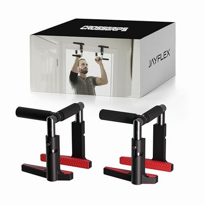 Jayflex CrossGrips Compact Pull Up Bar - Pull Up Bar Door Frame for Work from Home Fitness - Adjustable Door Frame Pullup Bar Handles - 250 lbs Capacity
