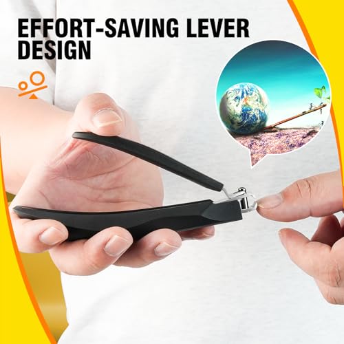 Nail Clippers for Men with Catcher, Anti Splash Self-Collecting Finger Nail Clippers Adult with Ergonomics Long Handle, Heavy Duty Large Toenail Clippers for Thick Nails for Seniors Nail Cutter - size: Long Handle