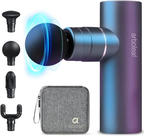 arboleaf Mini Massage Gun Deep Tissue, Portable Percussion Muscle Massager | Compact Full-Metal Design with Quiet Brushless Motor and Carrying Case for Easy Storage, Gym Use, and Travel - color: Medium Gray