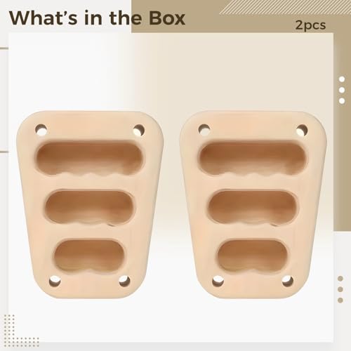 2 Pcs Wood Climbing Hangboard, Portable Hangboard With 3 Finger Grooves, Trapezoid Rock Climbing Holds, For Finger Strength Training, Home Gym & Pull Up Bar