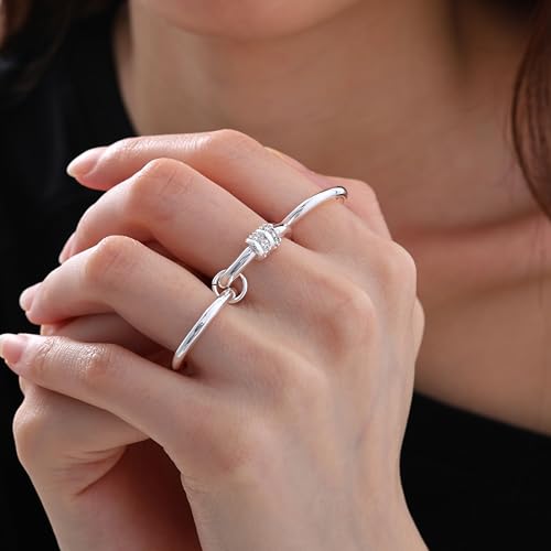 Gold Stackable Rings for Women Non Tarnish, Dainty 14K Gold/Silver Plated Cubic Zirconia Spinelli Ring Chunky Multi Rings Mixed Metals Ring Stack Set Non Tarnish Jewelry - color: Plain-Silver, size: 7
