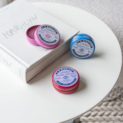 C.O. Bigelow Assorted Salve Tins, Rose, Lavender, and Sakura Rose | All Purpose Salve for Lips, Cuticles, Hands & Dry Skin - Lip Balm Set - Multi Purpose Moisture - Travel Friendly Tins
