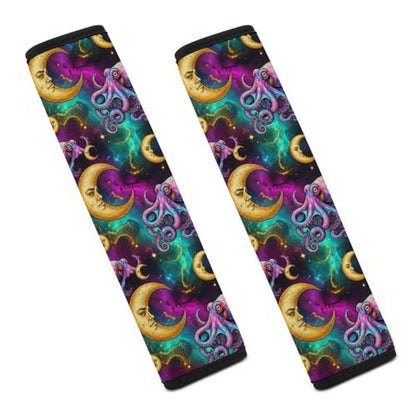 Universal Soft and Comfortable Car Seat Straps Shoulder Pads for Girls and Boys, Most Cars, 1 Pair Octopus Moon Galaxy Harness Pads Strap Comfortable Driving - color: Pattern 774