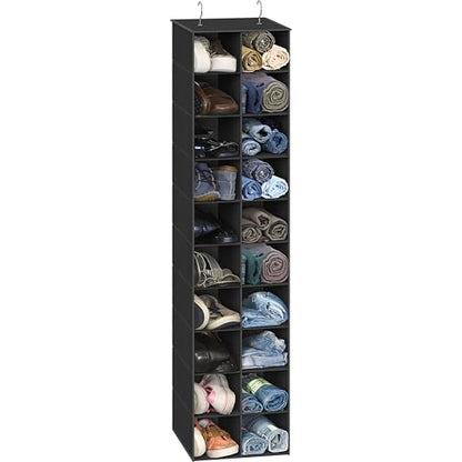 Simple Houseware 20 Section Shelves Hanging Shoes Organizer, Black | Dual Metal Hooks, 10 Tier, Holds Up to 20 lbs, for Narrow Space - color: Black