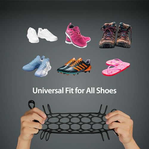 BONE Shoe Tie, Shoe Holster for Backpack, Elastic Silicone Shoe Hanger with Footwear Clips, Hang Extra Cleats Boots on Bags