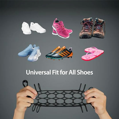 BONE Shoe Tie, Shoe Holster for Backpack, Elastic Silicone Shoe Hanger with Footwear Clips, Hang Extra Cleats Boots on Bags