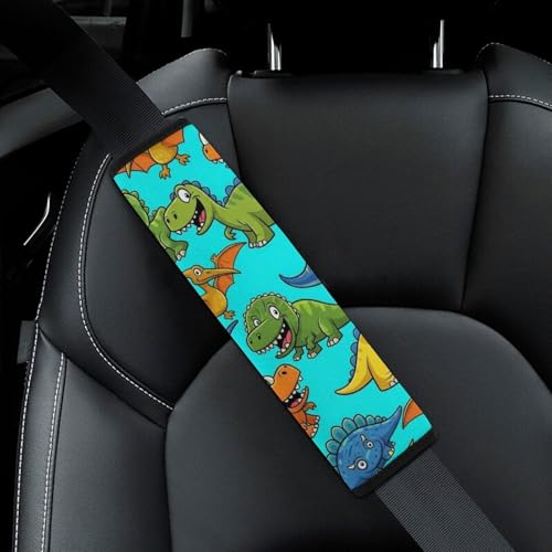 Universal Soft and Comfortable Seat Belt Shoulder Pad for Adult Use, Most Cars, 1 Pair Dinosaurs Harness Pads Strap Anti-Slip Pad - color: Pattern 1087