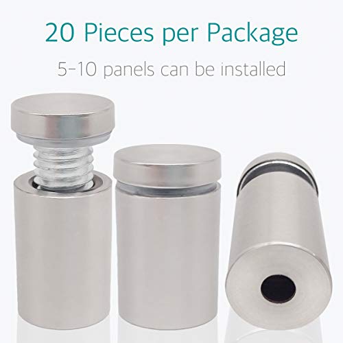 Lantee 20 Pcs Silver Tone Stainless Steel 19 x 30mm Standoff Hardware Mounts Screws for Glass - color: Silver, size: 3/4" x 1-1/8" / 19 x 30mm