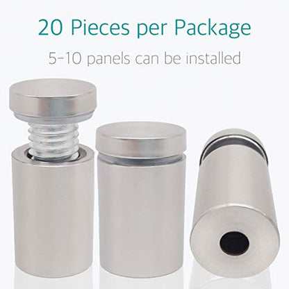Lantee 20 Pcs Silver Tone Stainless Steel 19 x 30mm Standoff Hardware Mounts Screws for Glass - color: Silver, size: 3/4" x 1-1/8" / 19 x 30mm