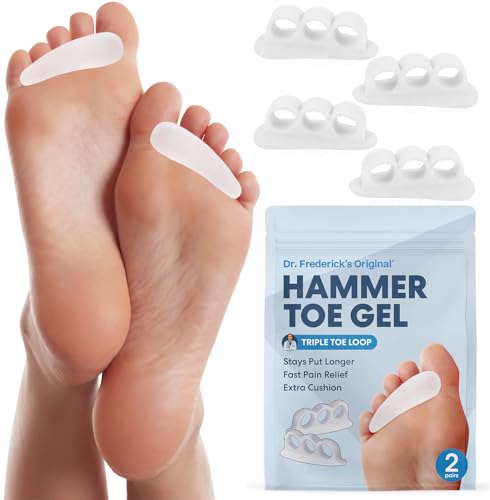 Dr. Frederick's Original Hammer Toe Corrector, 3-Loop, Soft, White, 2 Pairs | All-Day Relief, Crooked and Overlapping Toes, Symptomatic Alignment Support, Loop Design, Soft Toe Alignment Support - color: White, size: 3 Loop
