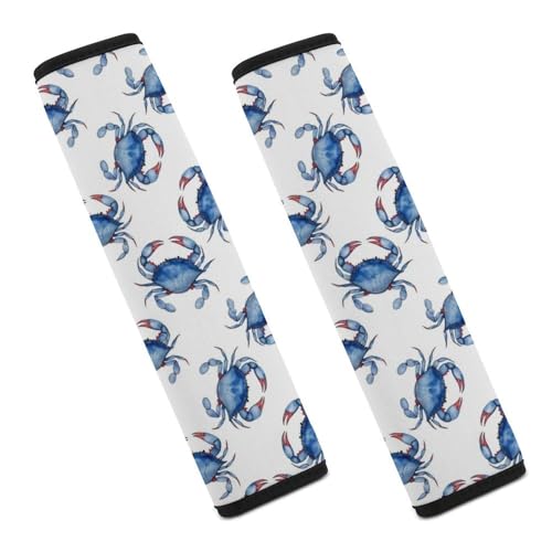 2PCS Soft Padded Car Seat Straps Shoulder Pads for Adult Use, Most Cars, Blue Crabs Shoulder Protector, Shock Absorption - color: Pattern 1044