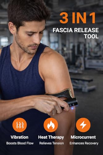 Heated Muscle Scraper Tool, Fascia Release Full Body Contouring Machine, Muscle Scraper Tool Features Modes: Vibration, Heat Therapy and Microcurrent, Fascia Instant Muscle Relaxation Soreness Relief - color: Black