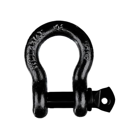 Mode 5/8 Inch CE Certified Black Bow Shackle (1 Pack), Forged Carbon Steel Black Screw Pin, 7165 LBS WLL for Crane Lifting & Towing Rigging - color: Black, size: 5/8
