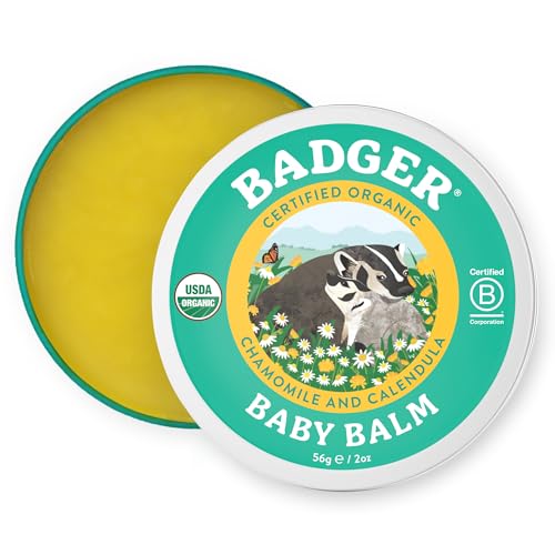Badger Baby Balm, Organic Calendula Cream, Soothes Diaper Rash, Cradle Cap & Dry Skin, 100% Organic Baby Cream, Pediatrician Tested & Long Lasting, 2 oz Tin - size: 2 Ounce (Pack of 1)