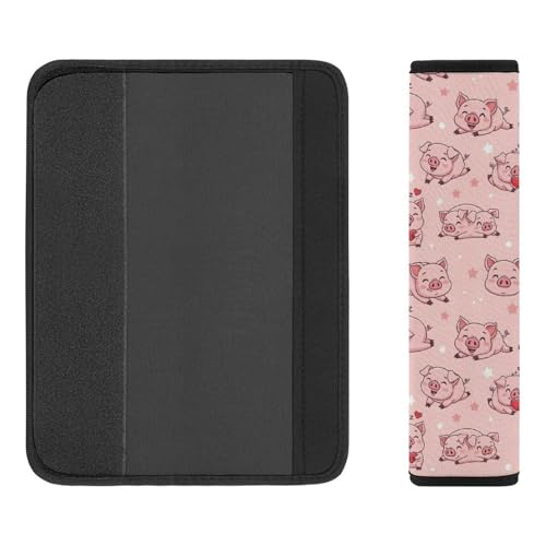 2 Pack Cute Funny Pigs Pink Car Seat Belt Pad Universal Soft and Comfortable Harness Pads Strap for Adult Use, Most Cars, Easy Install (No Tool) - color: Pattern 1084