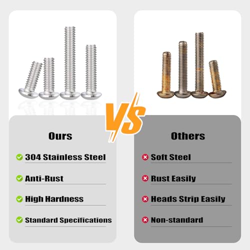 VGBUY 300pcs M4 Screws Assortment, M4 Screws Bolts for 3D Printer DIY, Hex Button Head Cap Screw Bolts Nuts Washer Kit, 304 Stainless Steel, 25/30/35/40/45/50mm - size: M4x25/30/35/40/45/50mm, style: Button Head