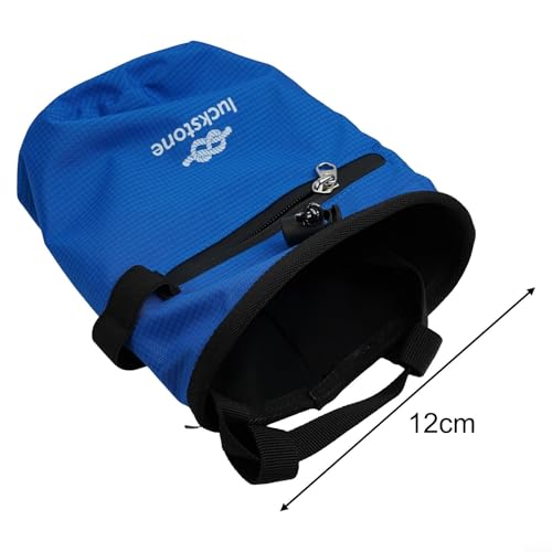 Climbing Chalk Bag with Anti-Leak Drawstring, 420D Oxford Magnesium Powder Pouch for Rock Climbing, Bouldering, Gym & Weightlifting, Adjustable Belt - size: Blue