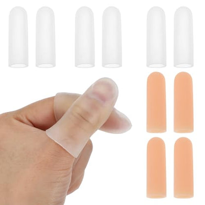 WY LIGHTING LEVEL Gel Finger Cots, 10 PCS Gel Finger Protectors Finger Caps Silicone Fingertips Protection (Clear, Nude, 5 Pairs) - color: Clear, Nude, 5 Pairs