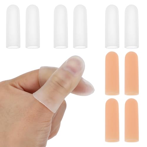 WY LIGHTING LEVEL Gel Finger Cots, 10 PCS Gel Finger Protectors Finger Caps Silicone Fingertips Protection (Clear, Nude, 5 Pairs) - color: Clear, Nude, 5 Pairs