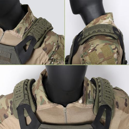 WYNEX Shoulder Strap Pad for Vest Carrier Accessories 2 Pack | 1000D Nylon Tactical Plate Shoulder Pads Strap Cushion, Flak Vest Shoulder Pads, Soft 3D Mesh Pads with Tactical Gear for Men - color: Army Green