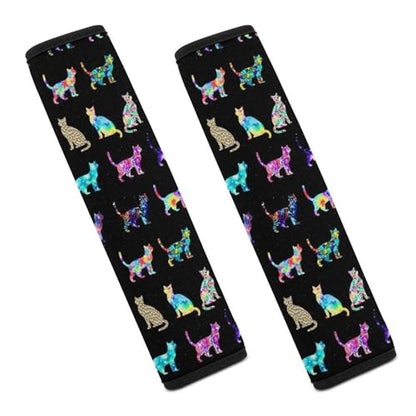 Soft Padded Car Seat Belt Pad for Child, Most Cars, 2 Piece Colorful Cats Seat Belt Cushion Comfortable Driving - color: Pattern 696
