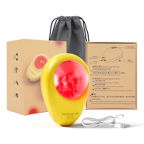 Red Light Vibrating Massage Ball - Trigger Point Tool for Deep Tissue & Muscle Pain Relief, Portable, Suitable for Use All Over the Body (Mango) - color: Mango