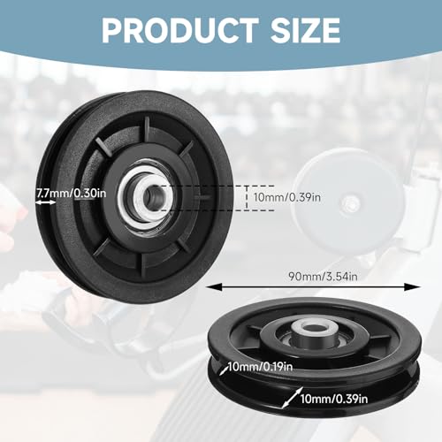 90mm/3.5" Universal Nylon Bearing Pulley Wheel Replace for Gym Equipment Part Cable Merchine, Wearproof Abration Bearing Pulley, Gym Equipment and Garage Door Pulley System(8 PCS)