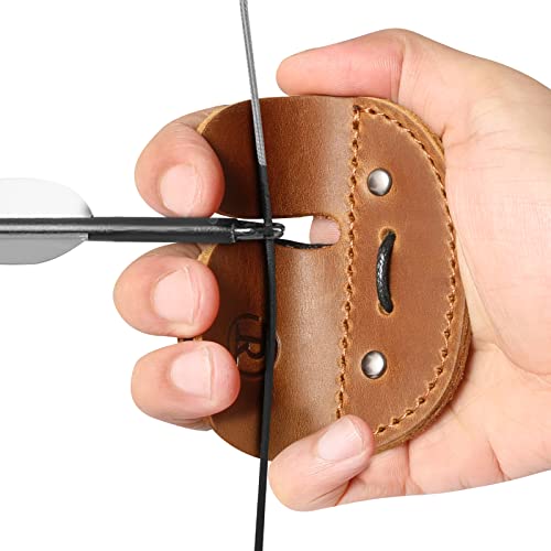 Leather Archery Finger Tabs,Handmade Archery Finger Guard for Shooting Practice Gear, Recurve Bow Fingers Tab - color: Yellow Brown