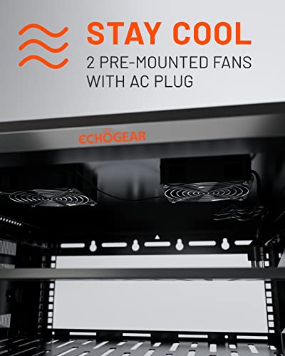ECHOGEAR 6U Network Rack w/Enclosed Design, Easy Install, 600mm Depth | Enclosed server rack includes pre-mounted fan, 2x 1U shelves, lockable door, wall mountable design, all hardware for install - size: 4.5" x 4.5"