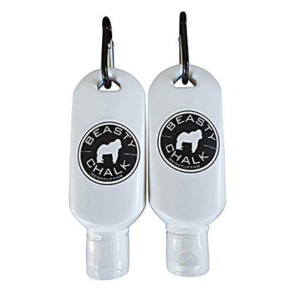 Beasty Chalk Liquid Chalk Combo Pack – 2-Pack (60ml Each) Grip Enhancer with Carabiners for Weightlifting, Climbing, Gymnastics & More – Long-Lasting, No-Mess, Fast-Drying Formula