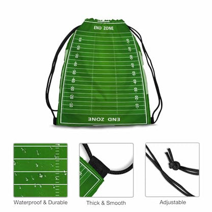 Football Field Drawstring Backpack Adjustable Shoulder Strap Green Grass with White Lines Graduated Line End Zone Drawstring Bag Sutiable for Sports Beach Short Travel Stroage 14x16.9 Inch - color: Football Field