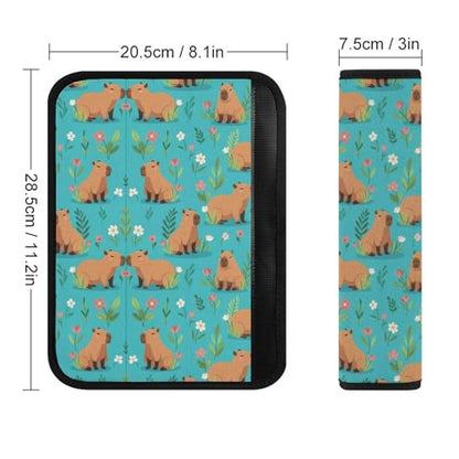Breathable Seat Belt Shoulder Pad for Adults and Children, Stroller Pushchair High Chair, 2 Pack Capybara Floral Green Neck Strap Covers Easy Install (No Tool) - color: Pattern 283