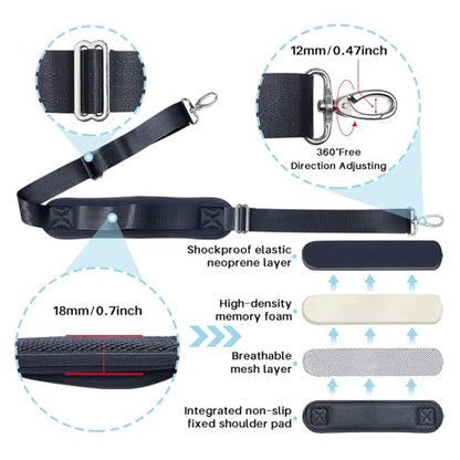 Shoulder Strap for Bag Universal Replacement 58"/67" Fixed Padded Adjustable Buckle Heavy Duty Shoulder Strap - color: Black, size: 58"