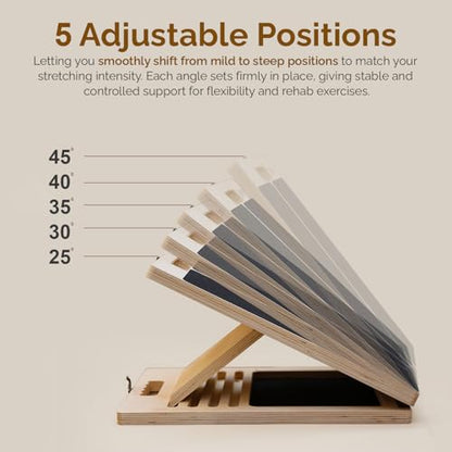 Portable Wooden Slant Board for Calf Stretching with Resistance Bands | 300 Lbs Weight Capacity Incline Board for Calf Stretcher, Calf Stretch Board for Knees Ankle Heel Feet Leg