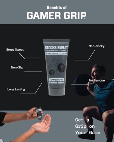 Gamer Grip Strength & Fitness Cream for Sweaty Hands -Chalk-Free Liquid Formula Grip Cream for Weightlifting, Climbing, Golf, Gymnastics Grips & Pole, Sweat Control for Instant Dry Hands, Made in USA