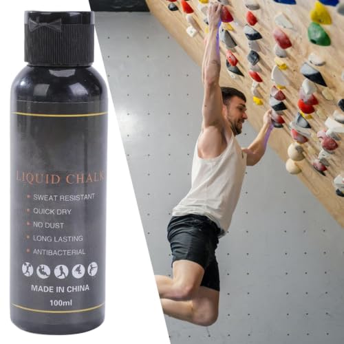 Chalk Liquid Fast Drying - 100ml Anti-Slip Hand Powder | Sports Liquid Grip Chalk for Rock Climbing Badminton Weightlifting Gymnastics Fitness Tennis Golf - color: Black