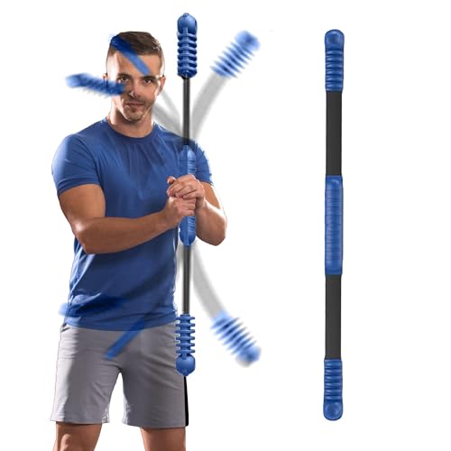 OSCILLATING SLIM Fitness Bar for Workout,Elastic Exercise Bar, Vibration Weight Stick,Body Physical Therapy,Core Strength Training,Arm Shoulder Stretch At Home Gym. - color: blue