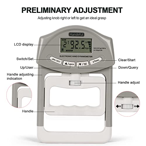 Handeful Grip Strength Tester, Hand Grip Dynamometer, Electronic Handgrip Testing for Sports Home School Use