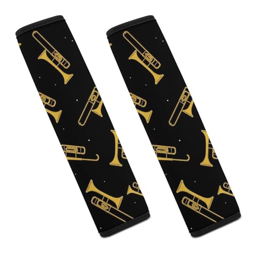 2PCS Universal Soft and Comfortable Seat Belt Cover for Kids, All Vehicles, Trumpet Trombone French Horn Black Shoulder Protector, Comfortable Driving - color: Pattern 237