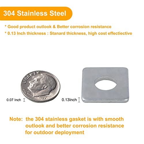 50 Pcs 304 Stainless Steel Square Washer Plate Fastener Hardware 1/2(ID) X 3/2 X3/2 (Square OD) X 1/7 (THK) inch - size: 1/2(ID) X 3/2 X3/2 (Square OD) X 1/7 (THK), style: 304 Stainless Steel