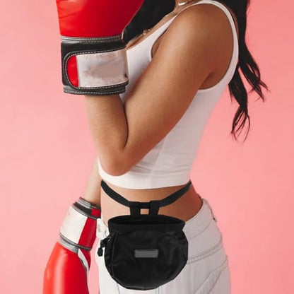 LALAFINA Black Climbing Chalk Bag with Oxford Cloth and Polar Fleece Material, Prevents Chalk Overflow and Loss, Portable Storage Bag for Bouldering and Climbing